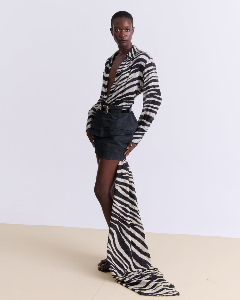ZEBRA PRINT CHEMISIER MAXI DRESS