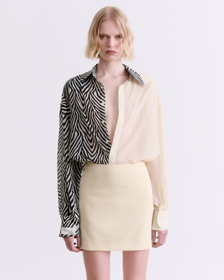 TWO-TONE ZEBRA PRINT OS SHIRT