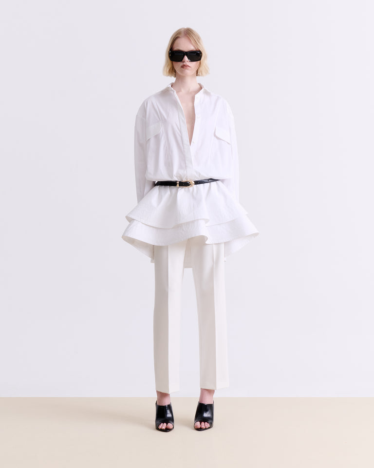 WHITE STRUCTURED SHIRT DRESS
