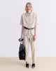 BEIGE SHORTSLEEVE TAILORED TOP