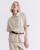 BEIGE SHORTSLEEVE TAILORED TOP