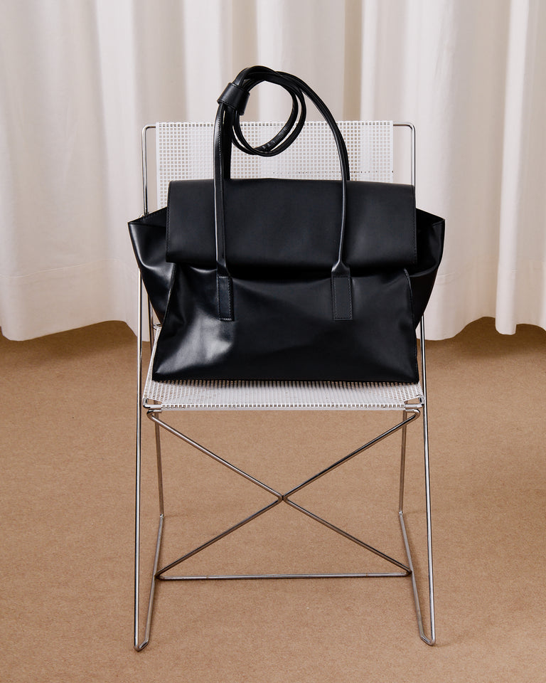 BLACK FOLDOVER BAG