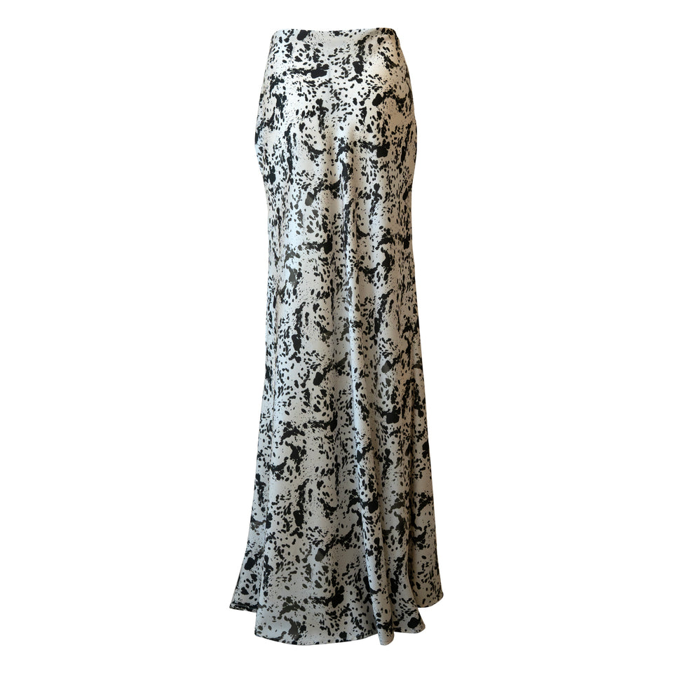 SATIN LONG SKIRT WITH ANIMAL PRINT