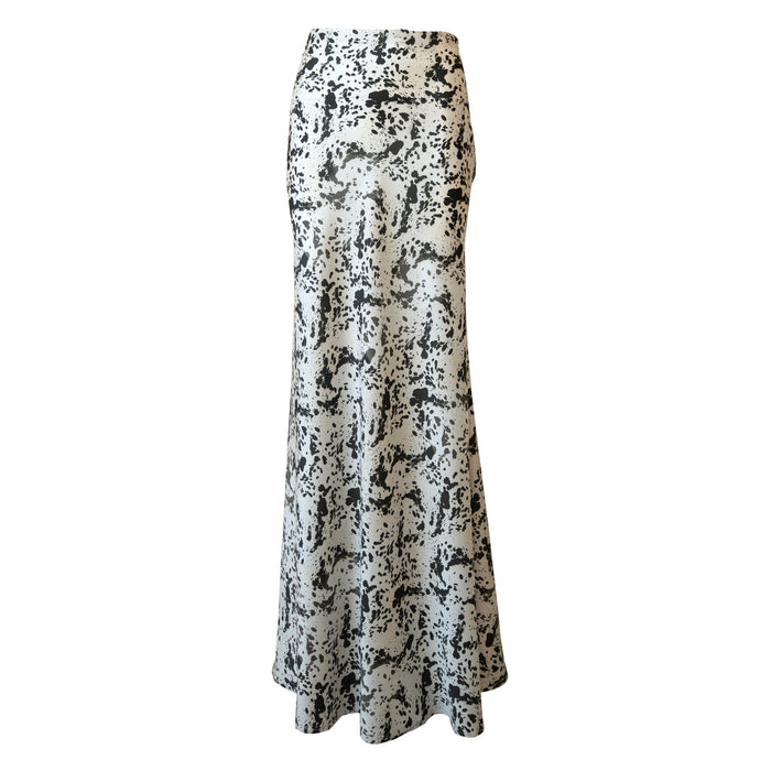 SATIN LONG SKIRT WITH ANIMAL PRINT