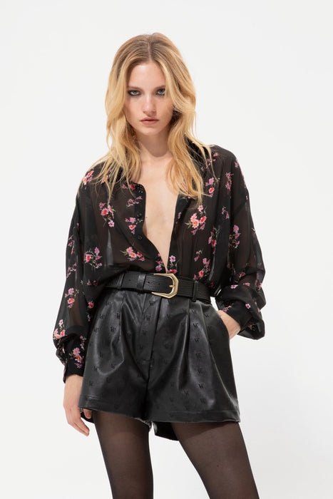 VK BLACK FAUX LEATHER SHORTS