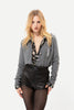 GREY KNIT CARDIGAN WITH VK EMBROIDERY