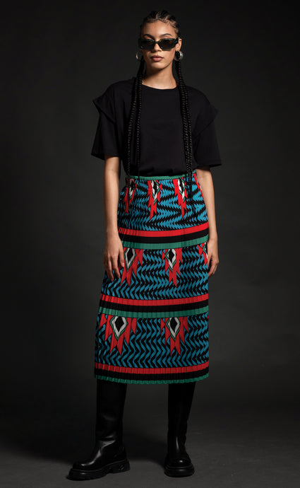 CREST PLEATED LONG SKIRT