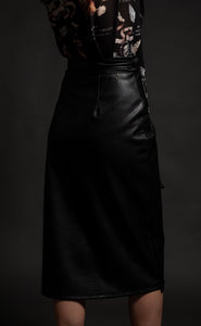 SUBCULTURE WRAP SKIRT -Eco Leather BLACK