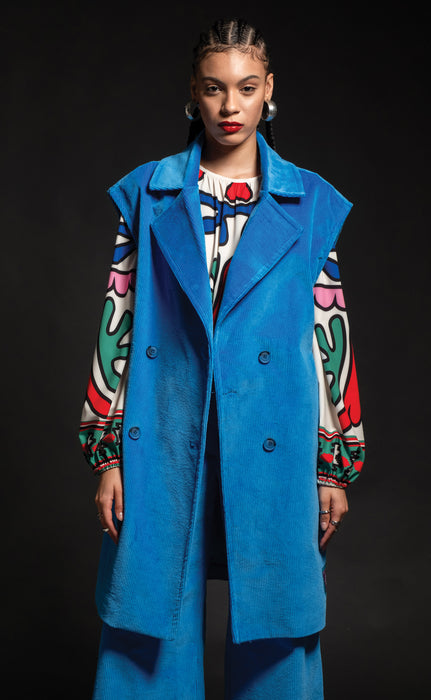 SKY SLEEVELESS BLAZER -Corduroy