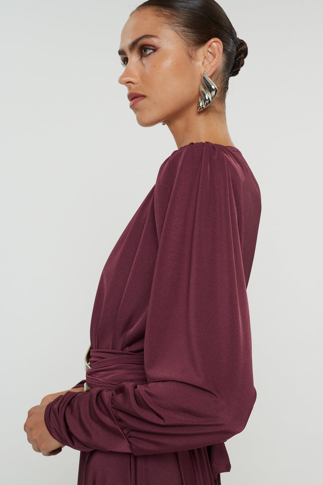 CARLA DRESS | BURGUNDY