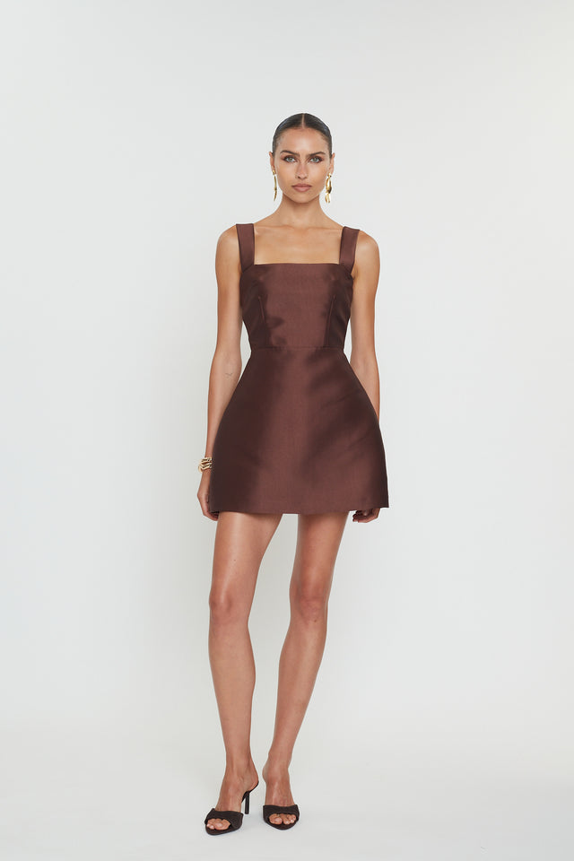 VASILIKI MINI DRESS | BROWN