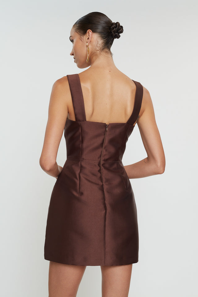 VASILIKI MINI DRESS | BROWN