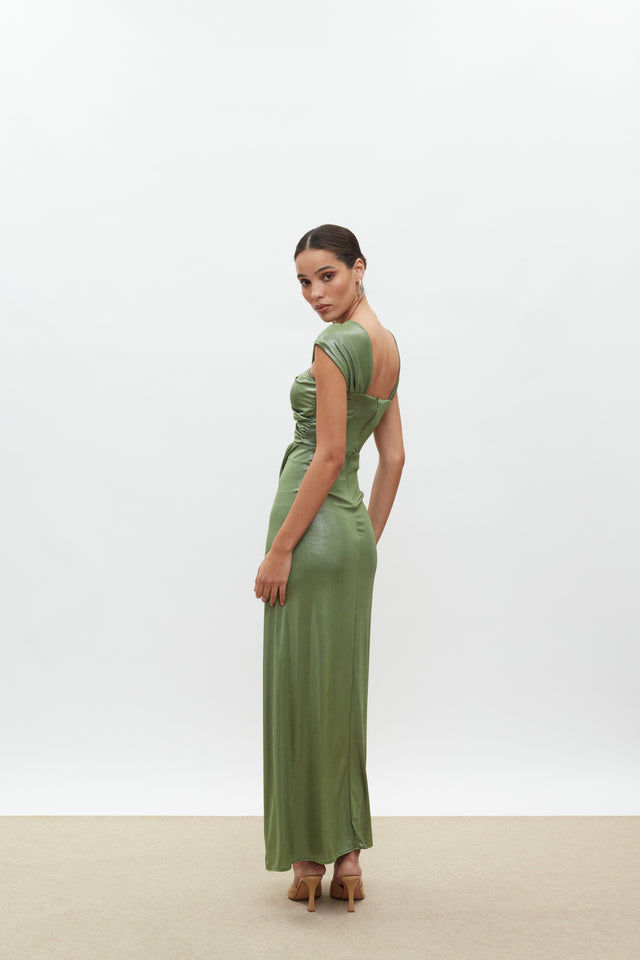 DAPHNE DRESS | METALLIC OLIVE