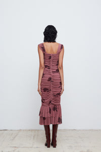 LAYLA DRESS | DUSTY PINK/ BORDEAUX PEONIES