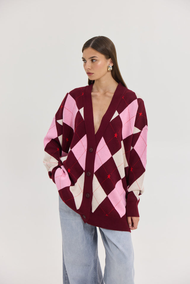 WHISKEY SOUR CARDIGAN BORDEAUX
