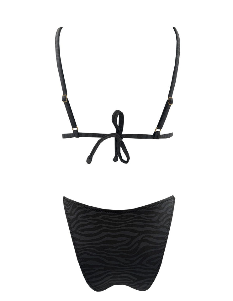 BLACK ZEBRA SHELL TRIANGLE BIKINI