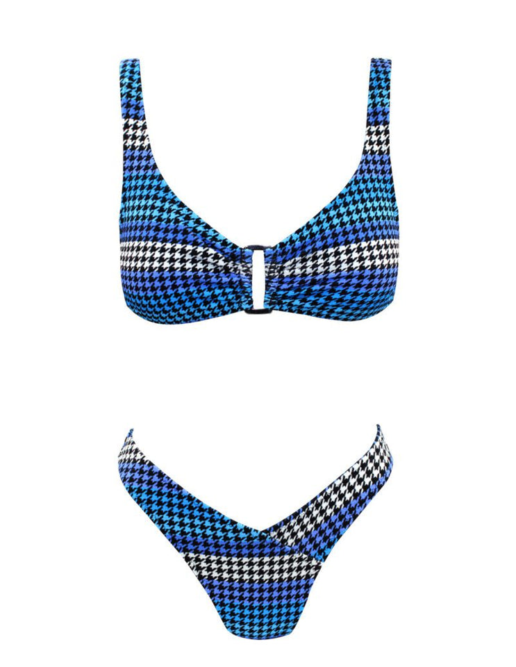 BLUE PLAID D CUP BIKINI