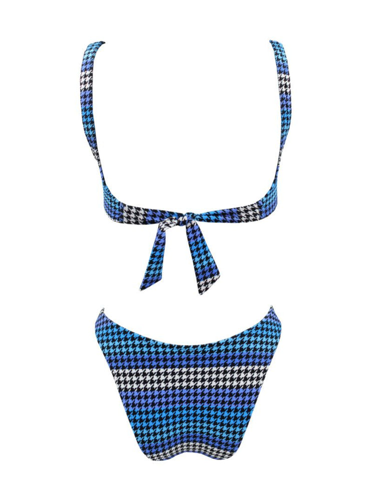 BLUE PLAID D CUP BIKINI