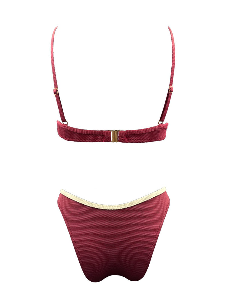 WINE – IVORY RUFFLED BIKINI