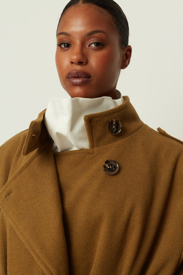 LONG COAT WITH BELT KHAKI