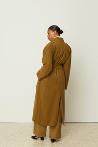 LONG COAT WITH BELT KHAKI