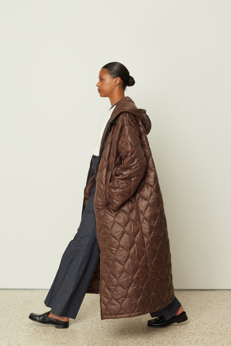 PUFFER COAT BROWN ONE SIZE