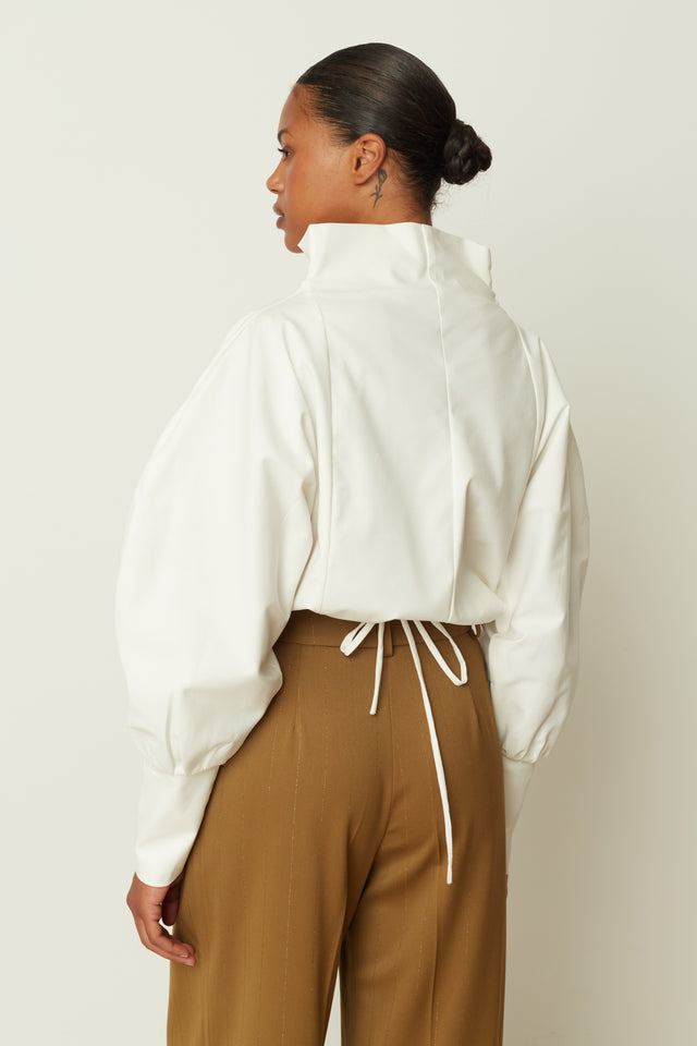 WHITE POPLIN VOLUMINOUS TOP