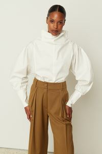 WHITE POPLIN VOLUMINOUS TOP