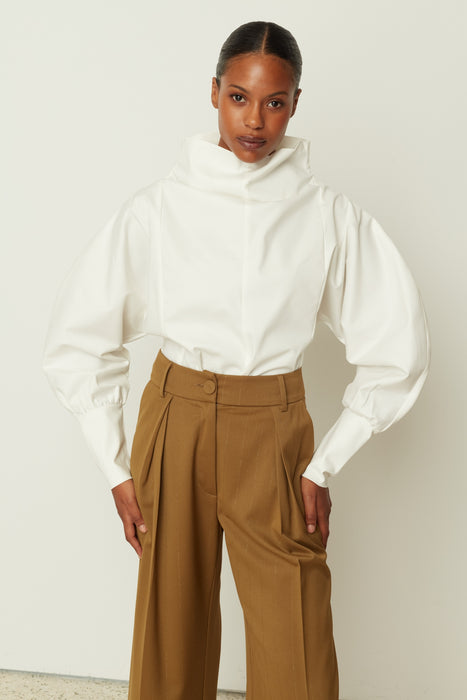 WHITE POPLIN VOLUMINOUS TOP