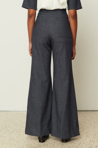 HIGH-WAISTED DENIM WIDE PANTS