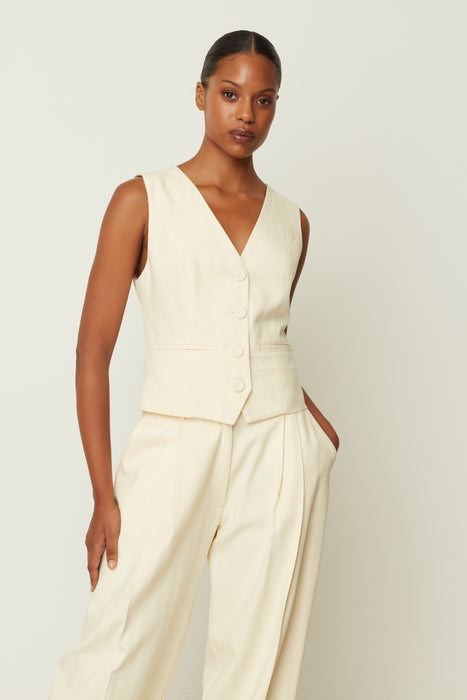 HERRINGBONE VEST CREAM