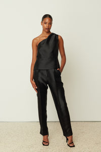 DUCHESS ONE SHOULDER TOP BLACK