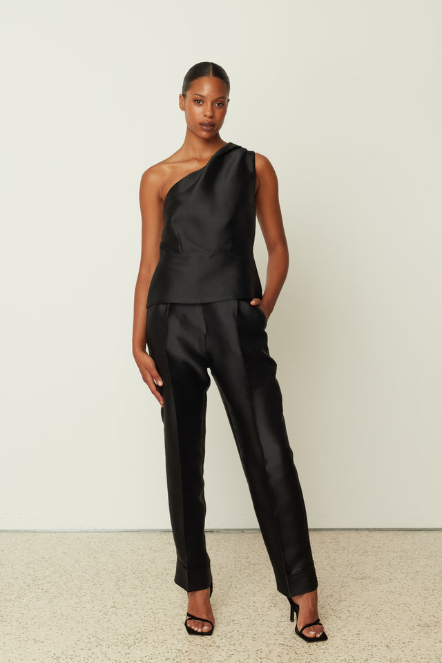 DUCHESS ONE SHOULDER TOP BLACK