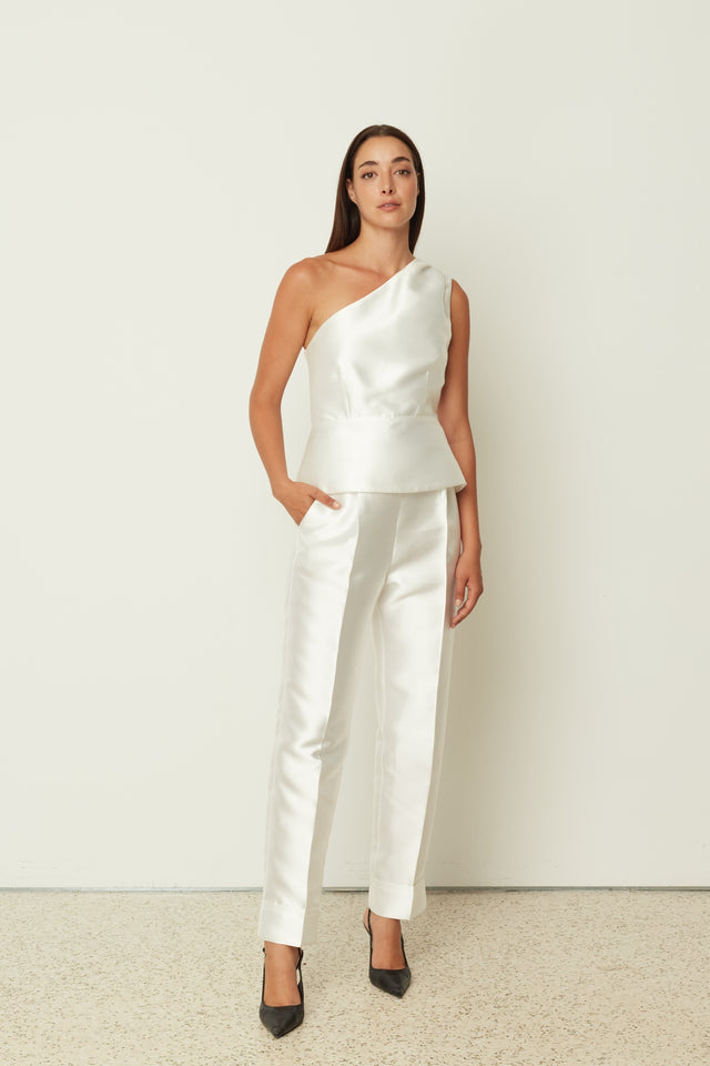 DUCHESS ONE SHOULDER TOP WHITE