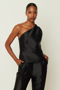 DUCHESS ONE SHOULDER TOP BLACK