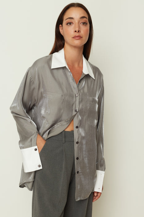 SATIN SHIRT GREY ONE SIZE