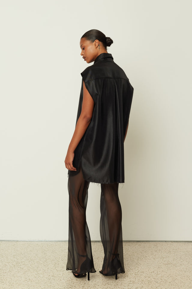 BLACK SILK SHEER PANTS