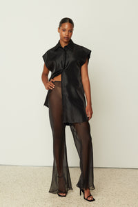 BLACK SILK SHEER PANTS
