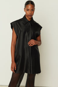 METALLIC SHIRT DRESS BLACK ONE SIZE