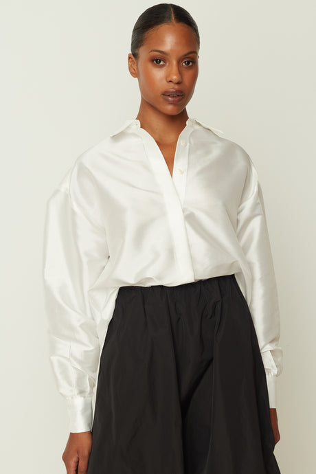 WHITE TAFFETA SHIRT