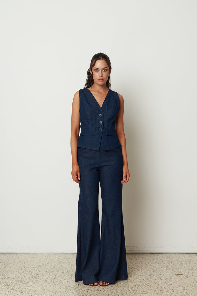 DENIM VEST DARK BLUE