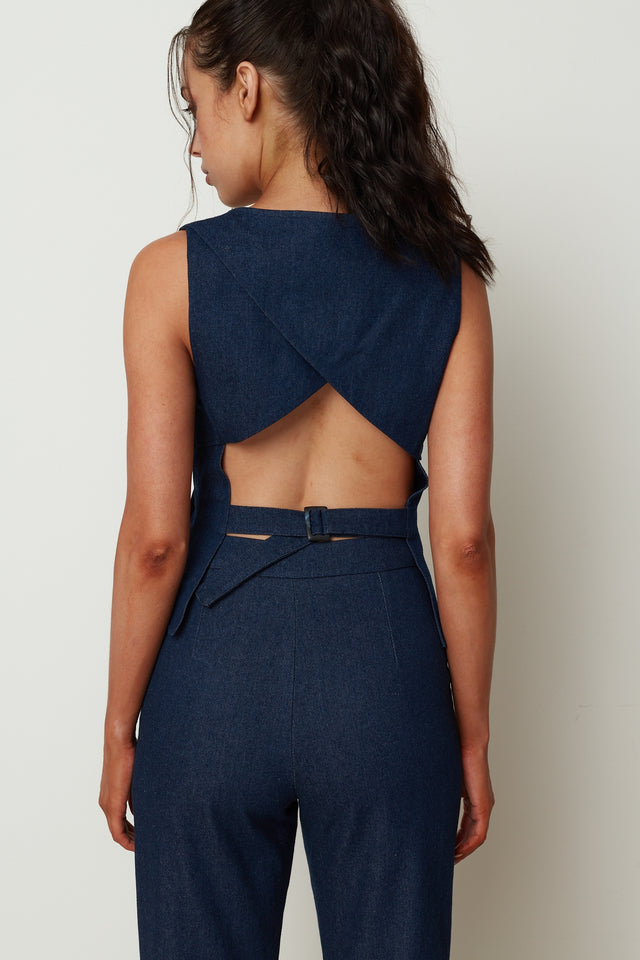 DENIM VEST DARK BLUE