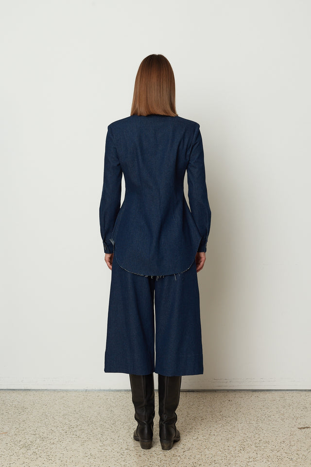LONG SLEEVE DENIM SHIRT DARK BLUE