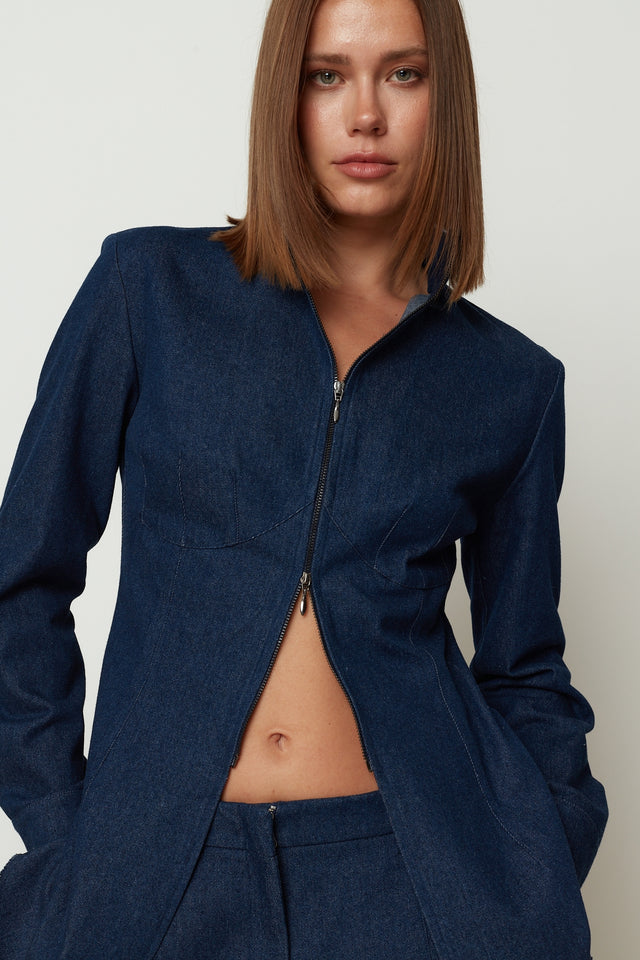 LONG SLEEVE DENIM SHIRT DARK BLUE
