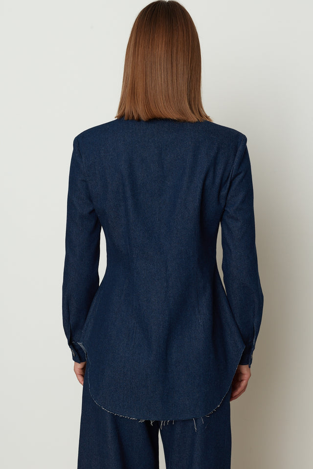 LONG SLEEVE DENIM SHIRT DARK BLUE