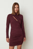 CUT OUT MINI DRESS BORDEAUX