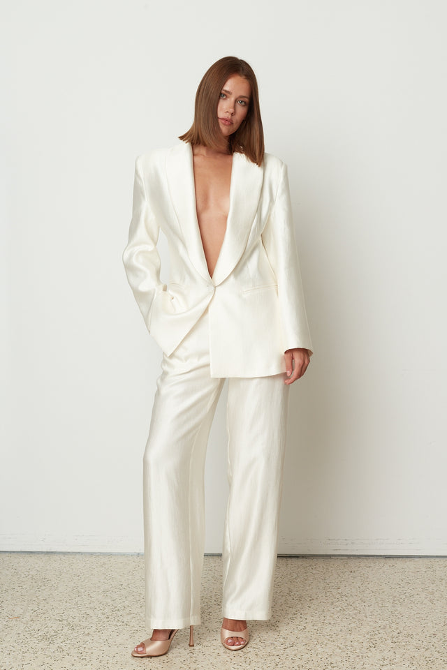 ELEGANT HIGH WAIST PANTS WHITE