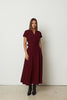 FOLD OVER MIDI DRESS BORDEAUX