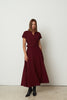 FOLD OVER MIDI DRESS BORDEAUX
