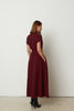 FOLD OVER MIDI DRESS BORDEAUX